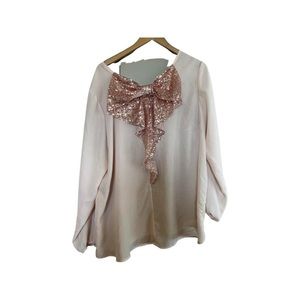 Rue 21 rose gold bow blouse